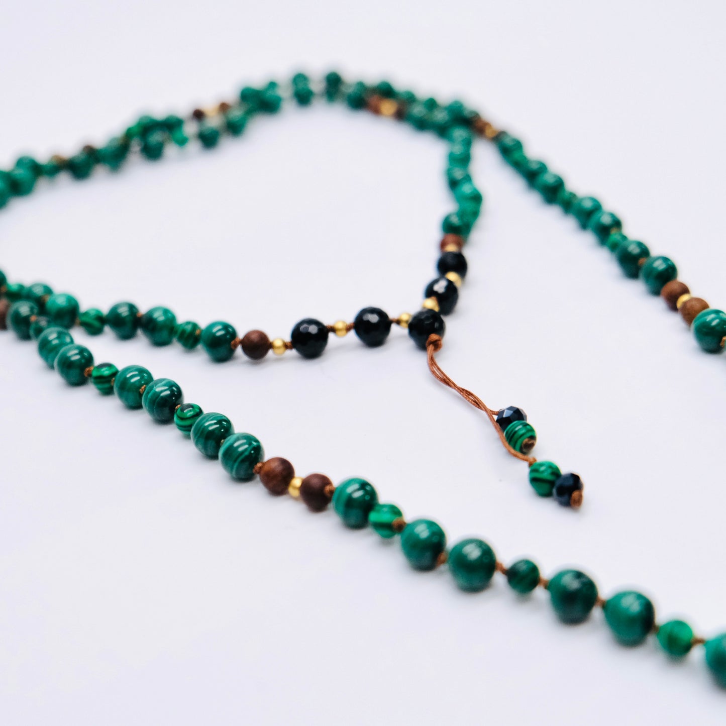 Mala Kette Malachit Onyx Sandelholz