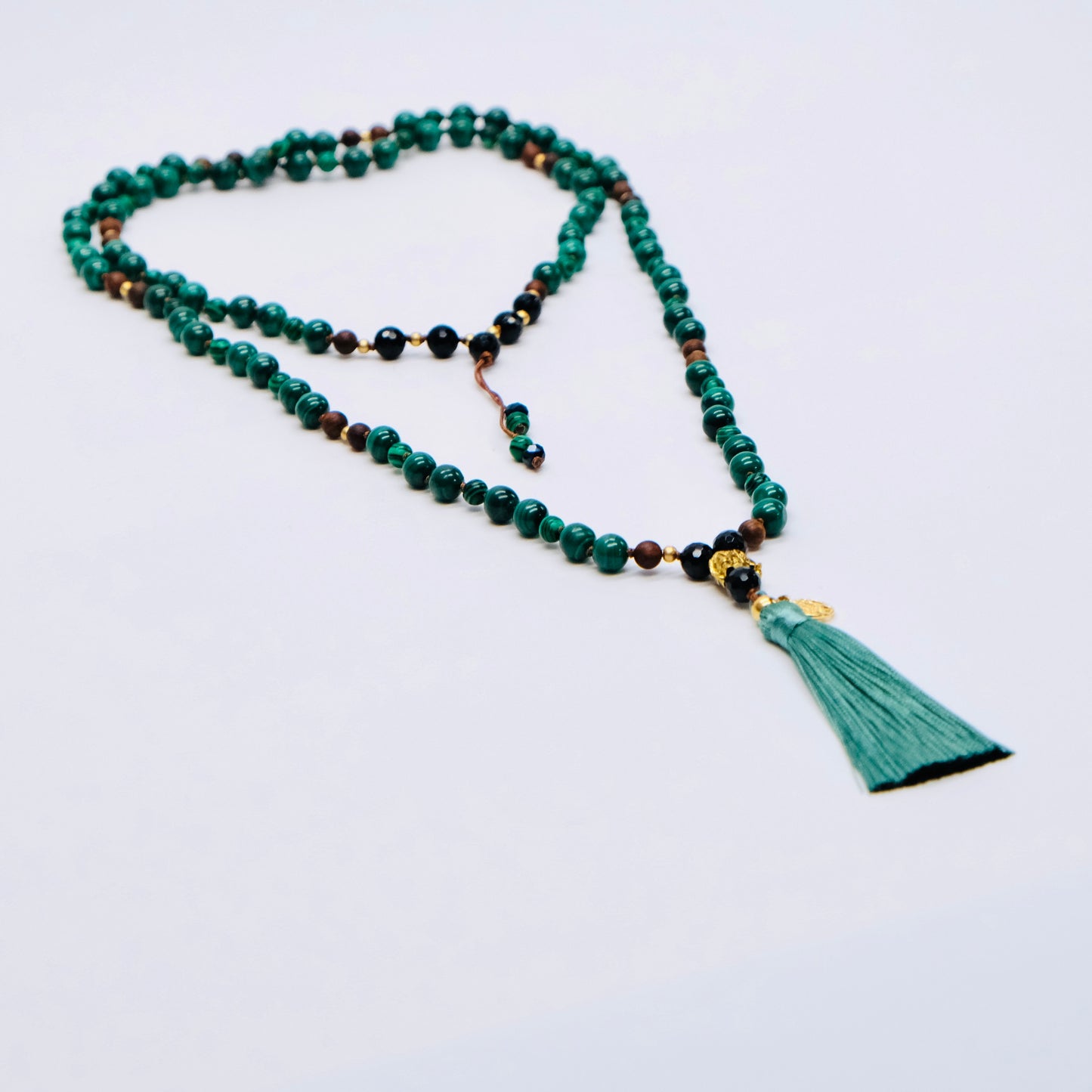 Mala Kette Malachit Onyx Sandelholz