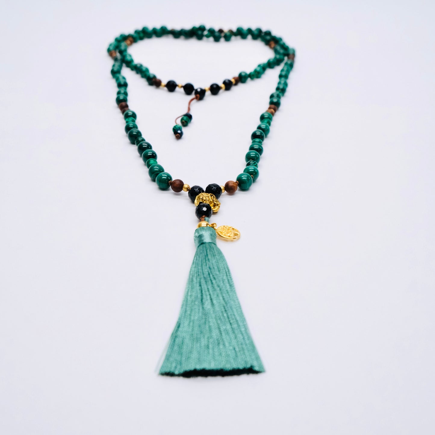 Mala Kette Malachit Onyx Sandelholz