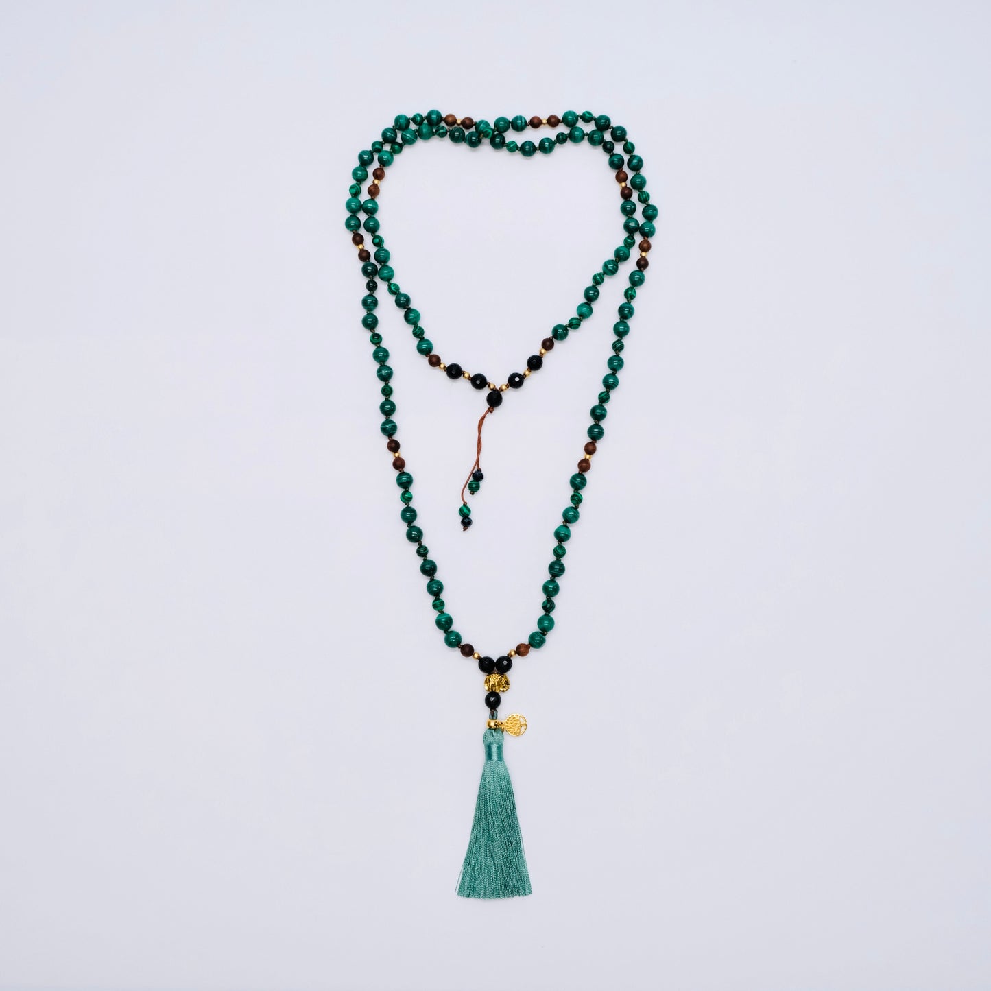 Mala Kette Malachit Onyx Sandelholz