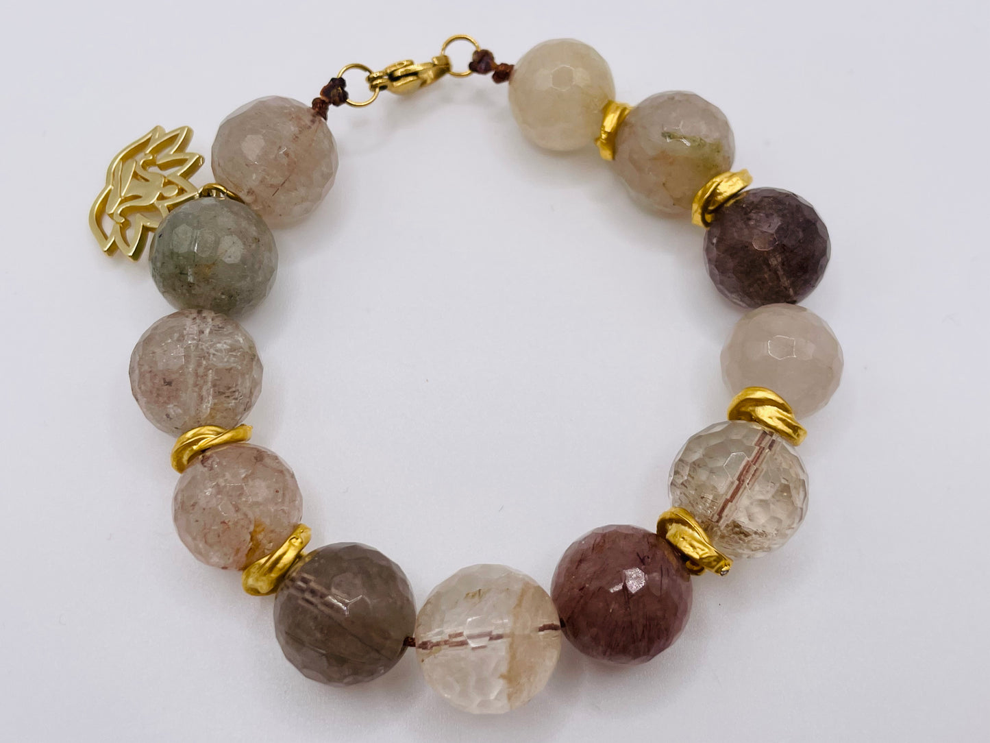 Armband Moosachat, Rutilquarz und Bergkristall
