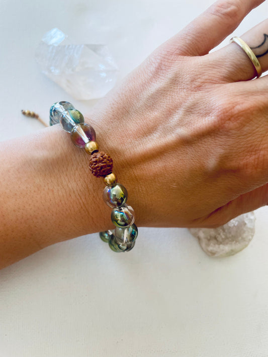 Armband Rudraksha Bergkristall